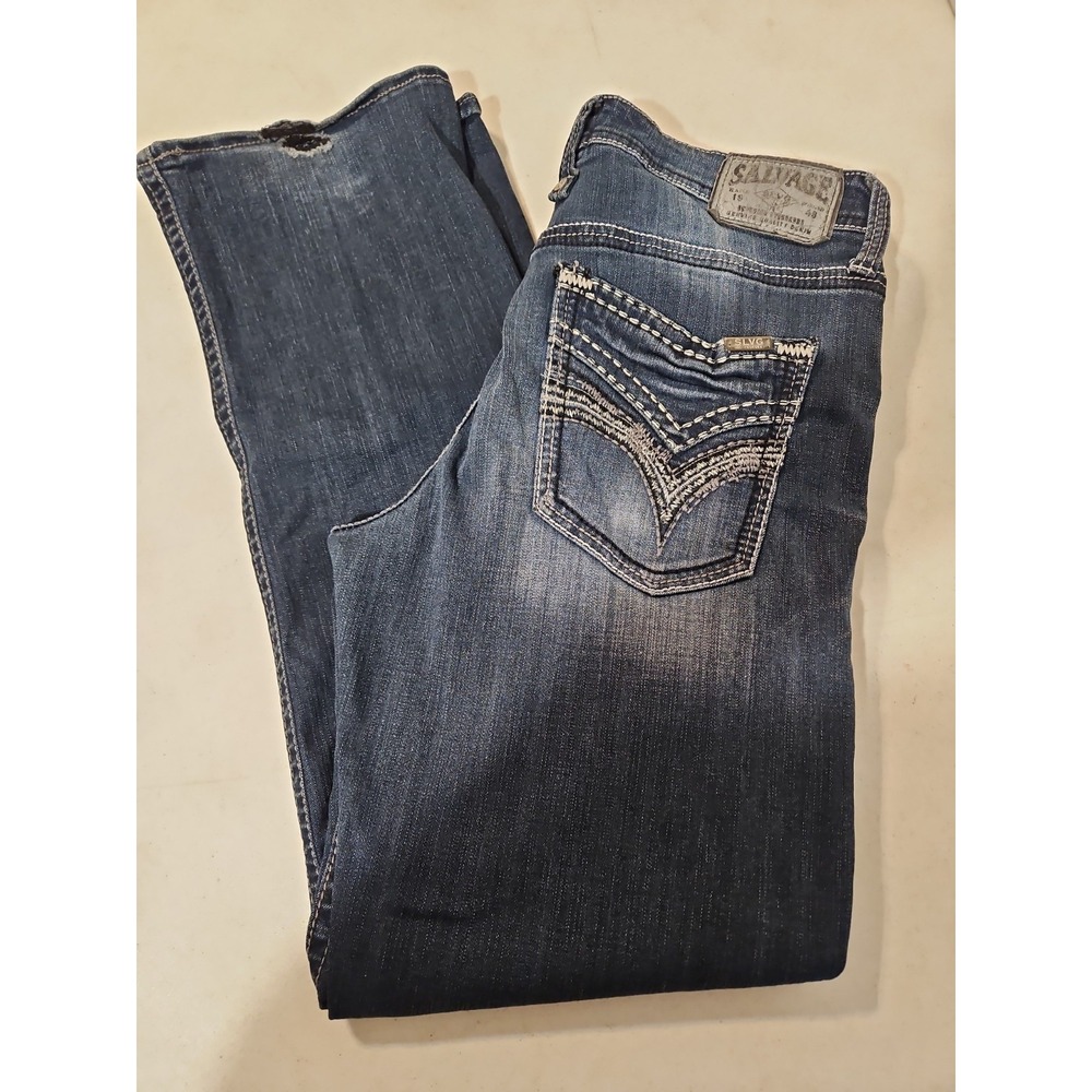 Salvage Mens Jeans Anarchy Relaxed Straight Fit 34R x 33 Buckle Denim Jean (1977